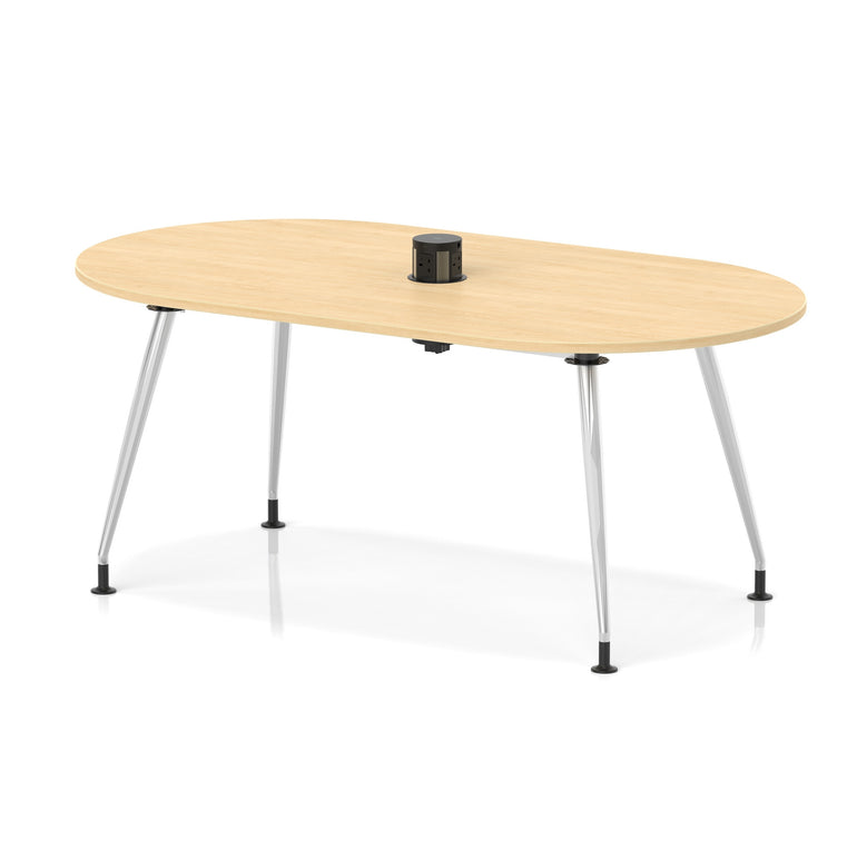Impulse Volta Boardroom Table With Pop-up Power Module With Silver Leg Frame