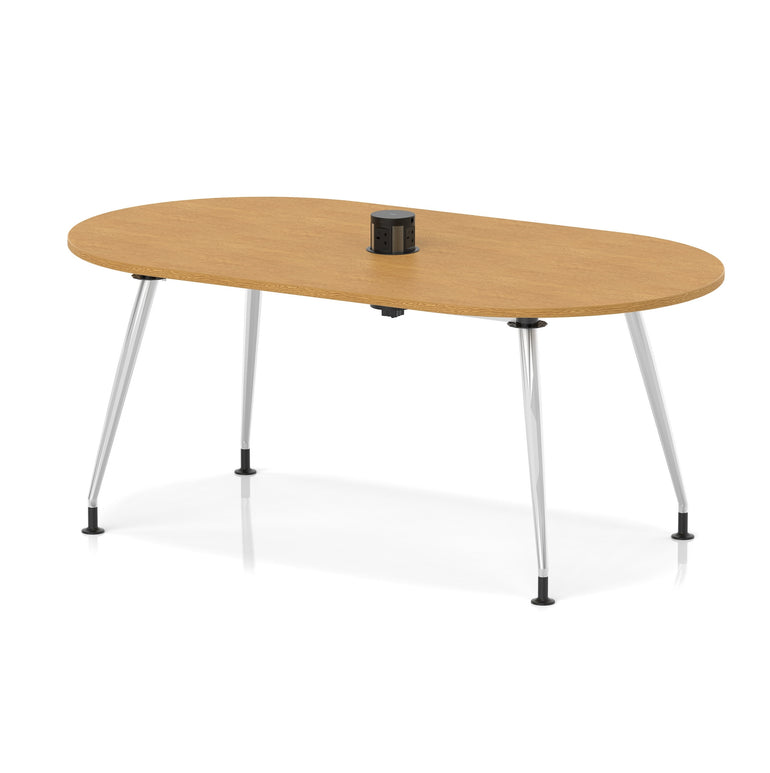 Impulse Volta Boardroom Table With Pop-up Power Module With Silver Leg Frame