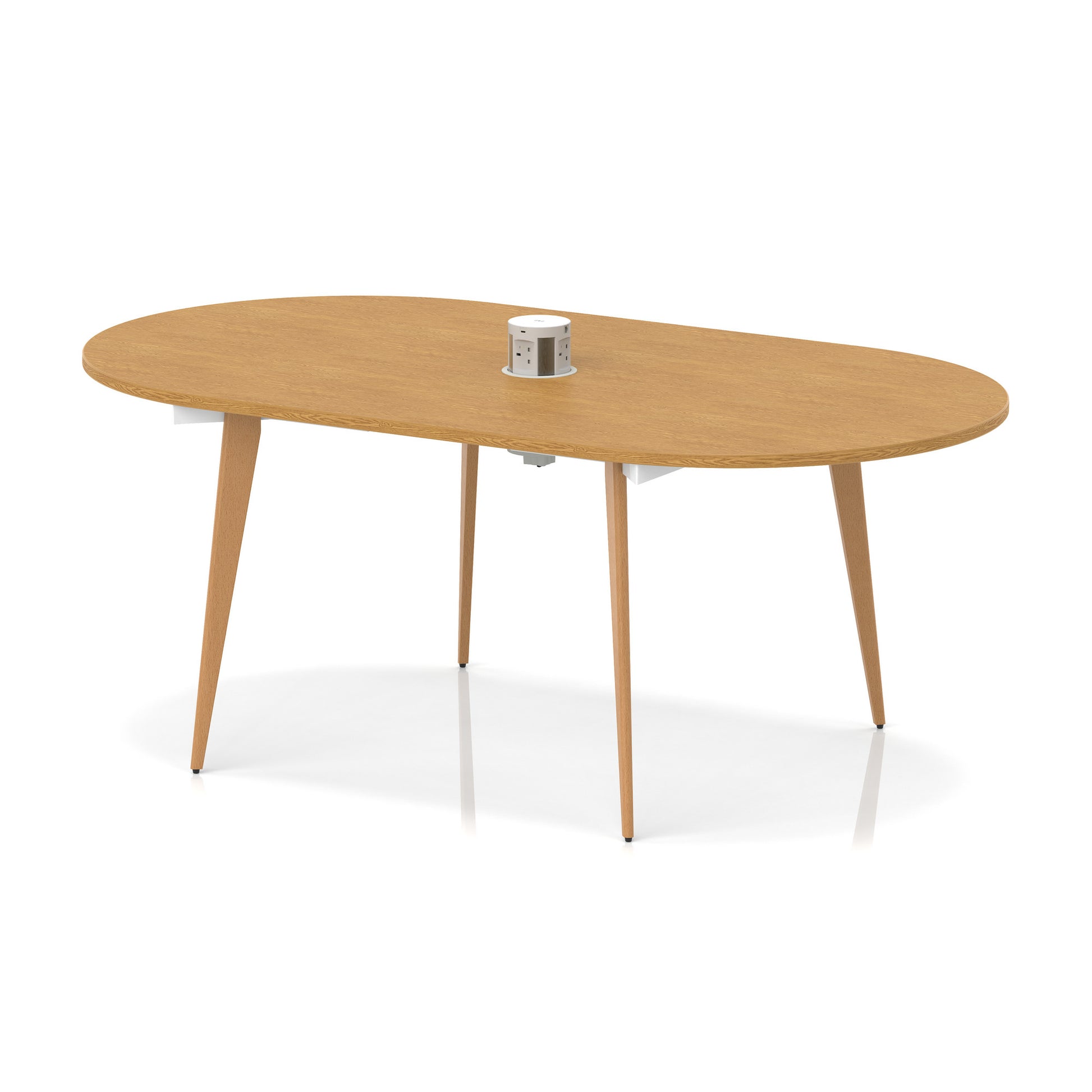 Oslo Volta Oval Boardroom Table With Pop-up Power Module With Wooden Splayed Leg