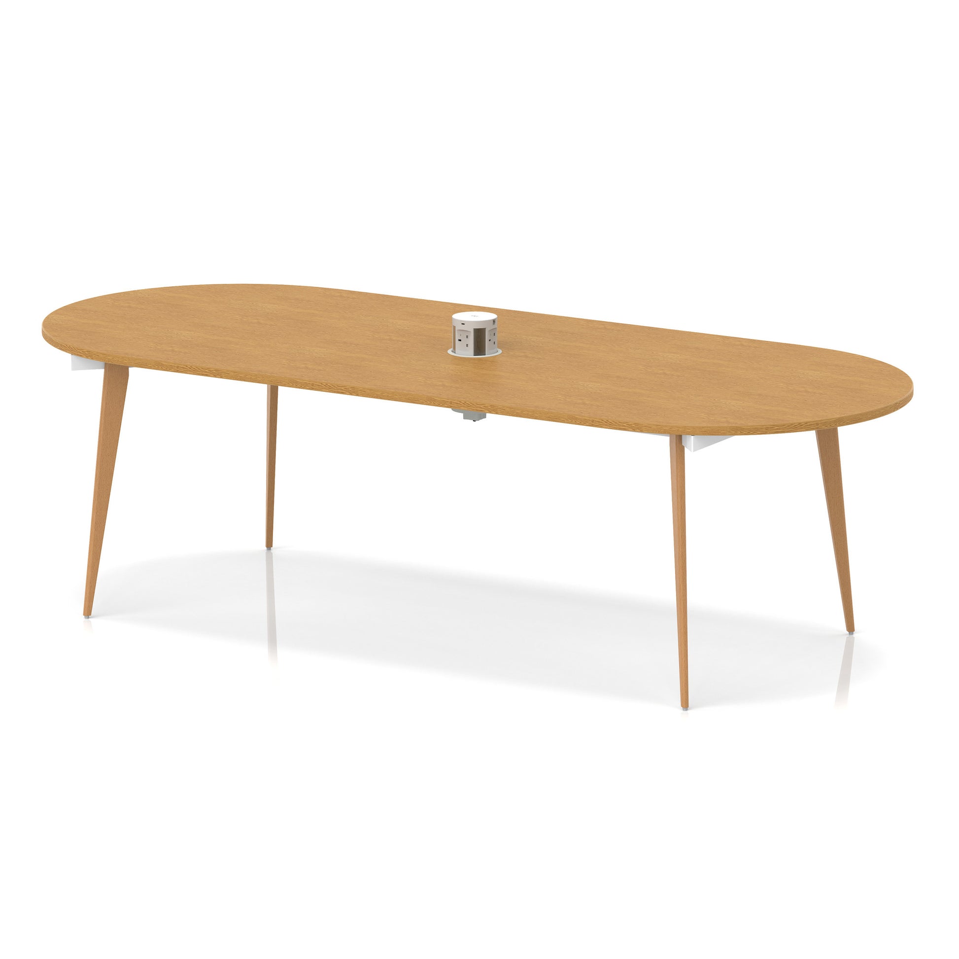 Oslo Volta Oval Boardroom Table With Pop-up Power Module With Wooden Splayed Leg