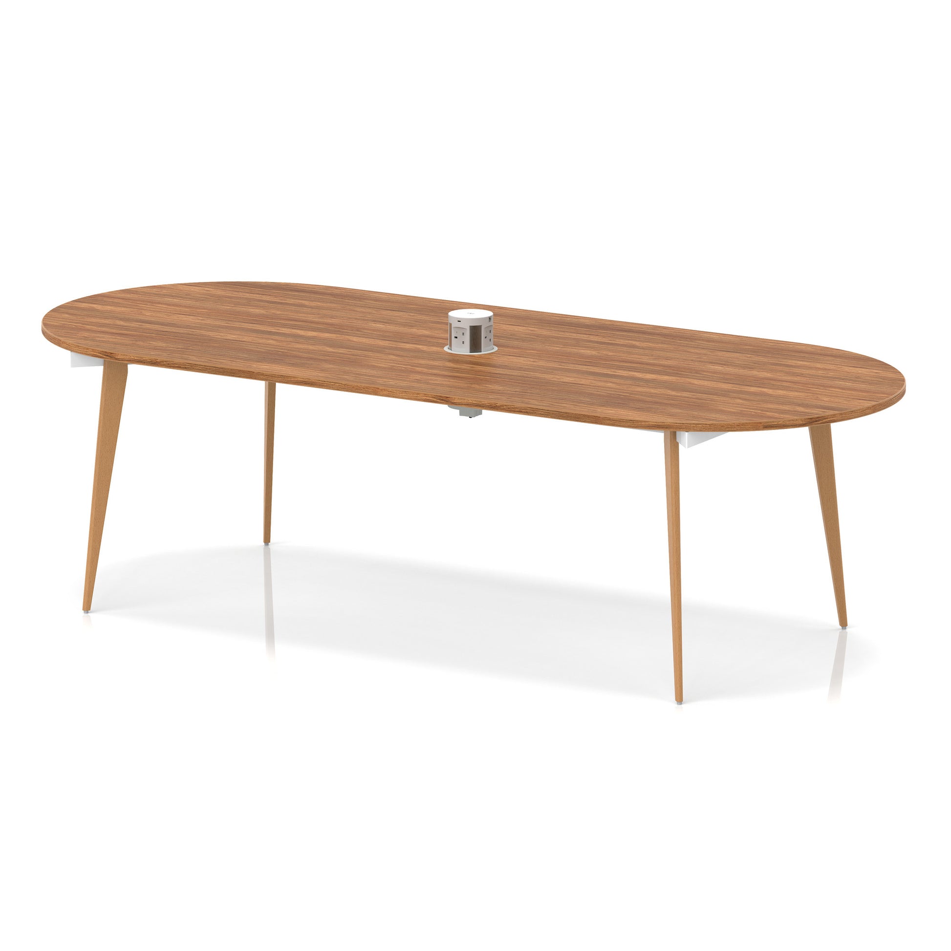 Oslo Volta Oval Boardroom Table With Pop-up Power Module With Wooden Splayed Leg